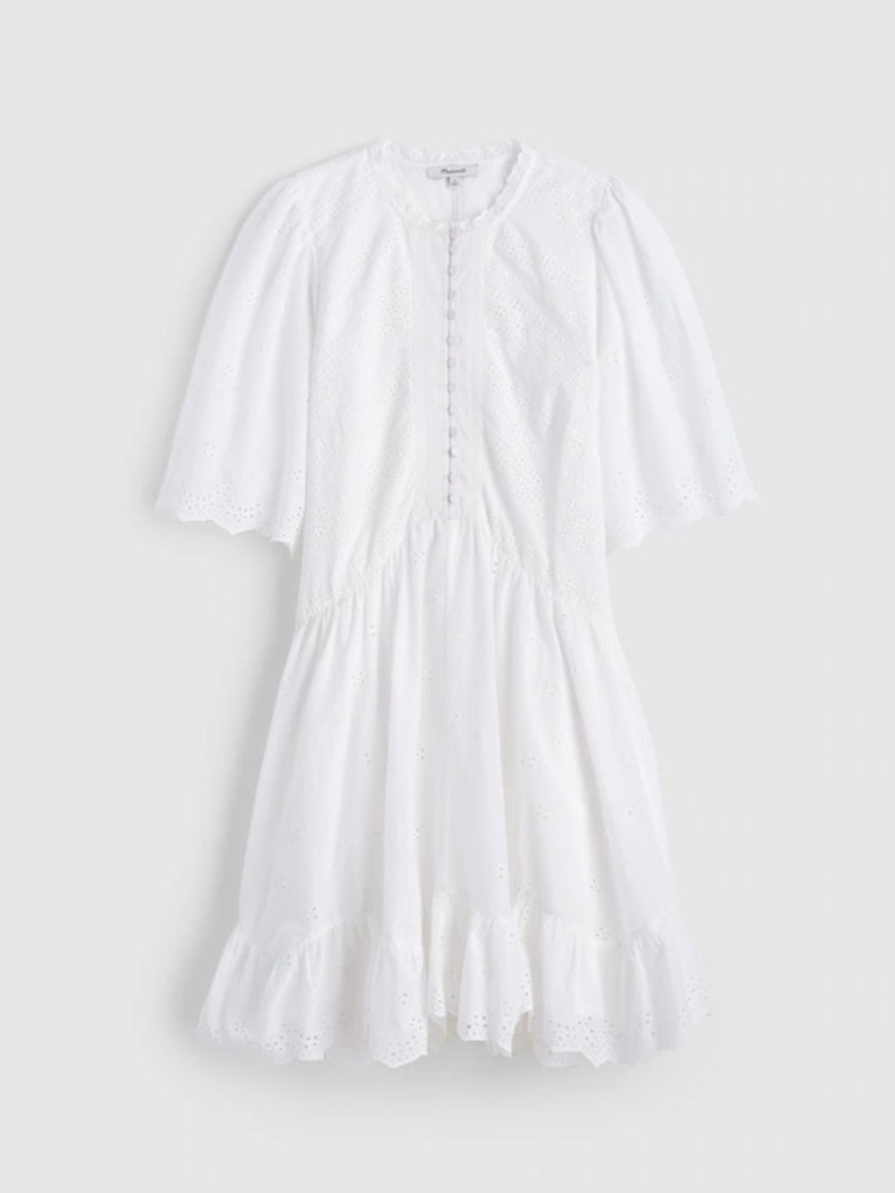 Madewell Eyelet Flutter Sleeve Mini Dress in Cotton - Picture 13 of 13